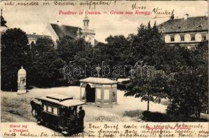 1917 Eszék, Osijek, Essegg; Glavni trg u Tvrdjavi / Hauptplatz in der Festung / fő tér a várban, lóvasút / main square in the castle, horse-drawn carriage