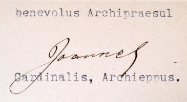 1918 Csernoch János (1852-1927) bíboros latin nyelvű kinevezési okmánya bíborosi dombornyomott papír...