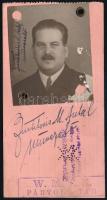 1937 A csepeli Weiss Manfréd Művek fényképes kapujegye művezető részére, szép állapotban