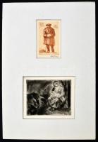 2 db kisgrafika egy paszpartuban: BUÉK Ősz Dénes. Rézkarc, papír, jelzett, 9,5×6 cm + Iván jelzéssel...