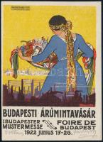 1922 A Budapesti Árumintavásár dekoratív képes szórólapja, Faragó Géza grafikája, szép állapotban
