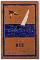 1938. Dinghy BSE (Budapest Sportegyesület) IV. díj 1936. június 23. egyoldalas, részben zománcozott Br vitorlás díjplakett (83x55mm) T:2,2-