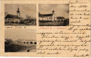 1902 Óbéba, Óbéb, Beba Veche, Altbeba; templomok, híd / churches, bridge