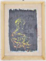 Massimo jelzéssel: Portré. Olaj, papír, datált (Roma 15 giugno 1970), kartonra kasírozva, kopott fa keretben, 33×23,5 cm