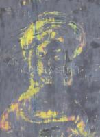 Massimo jelzéssel: Portré. Olaj, papír, datált (Roma 15 giugno 1970), kartonra kasírozva, kopott fa ...