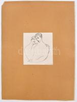 Bartha László (1908-1998): Szerelmespár. Tus, papír, jelzett és datált (Bartha László 1955), paszpar...