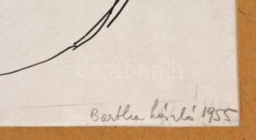 Bartha László (1908-1998): Szerelmespár. Tus, papír, jelzett és datált (Bartha László 1955), paszpar...