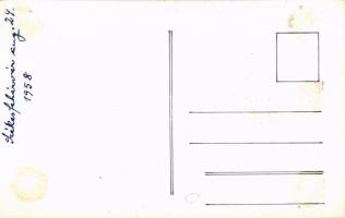 1958 Székesfehérvár, a Fatimai Szűzanya szobra a szárazréti kápolna udvarán. photo (ragasztónyom / g...