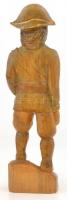 Halálfejes sapkájú katona. Faragott festett fa szobor 27 cm