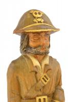 Halálfejes sapkájú katona. Faragott festett fa szobor 27 cm