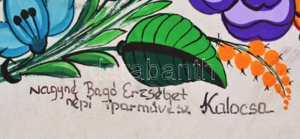 Nagyné Bagó Erzsébet népi iparművész (?-): Kalocsai népi virágmotívumok. Tus, akvarell, papír, jelze...