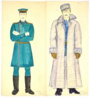 Vágvölgyi Ilona (1940-?): Össz. 21 db jelmezterv Tolsztoj: A sötétség hatalma c. darabhoz, Déryné Sz...