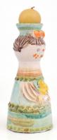 Kiss Roóz Ilona (1920-2010): Figurális gyertyatartó, festett mázas kerámia, jelzett 18 cm