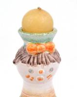 Kiss Roóz Ilona (1920-2010): Figurális gyertyatartó, festett mázas kerámia, jelzett 18 cm