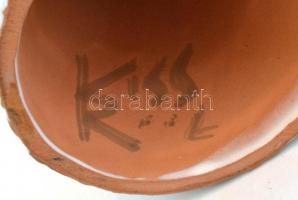 Kiss Roóz Ilona (1920-2010): Figurális gyertyatartó, festett mázas kerámia, jelzett 18 cm