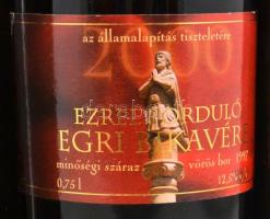 1997 Az Ezredforduló egri bikavére az államlapítás tiszteletére. Bontatlan palack vörösbor Szent Ist...