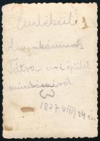 1937 Tátra u.-i épület munkásairól készült fotó, hátulján írás 8,5x6 cm