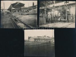 cca 1920-30 Diósgyőr (Miskolc) vasgyár, felvételek az üzemről, ipari vasúti vágányokról és vagonról,...