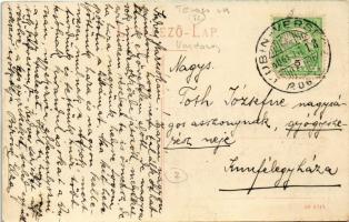 1906 Kevevára, Temeskubin, Kovin; Szemendriai (szendrői) vár Temeskubinból látva, uszályok. Kohn Sam...