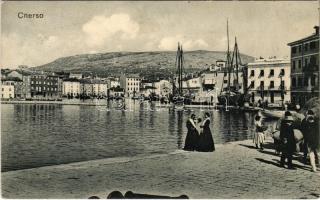 1911 Cres, Cherso; kikötő. Vittorio Stein kiadása / port, sailing vessels
