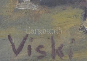 Viski jelzéssel: Lovak. Olaj, vászon, 29,5x39 cm, üvegezett fa keretben