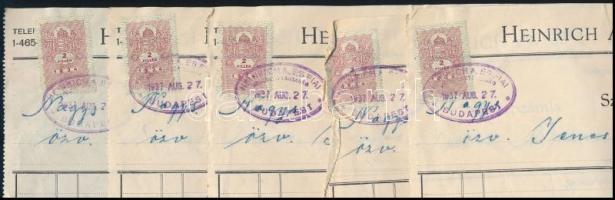 1937 össz 5 db Heinrich és Fiai Rt., Üllői út 32., Bp., fejléces számla konyhafelszerelésről, mindeg...