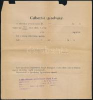 1943-44 Tóalmás, 2 db fedeztetési jegy bérmének részére, M. kir. Nagykőrösi Állami Méntelep Parancsn...