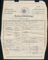 1943-44 Tóalmás, 2 db fedeztetési jegy bérmének részére, M. kir. Nagykőrösi Állami Méntelep Parancsn...