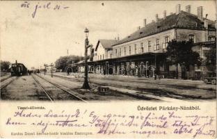 1906 Párkánynána, Párkány-Nána, Stúrovo; vasútállomás, vonat. Kardos Dezső kiadása / railway station, train