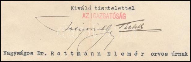 1914 A Magyar Szent Korona Országainak Vörös Kereszt Egylete fejléces levél Dr. Rottmann Elemér orvo...