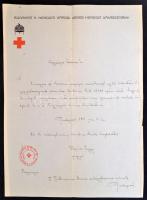 1915 Budapest X. Kerületi Városi Vörös Kereszt Választmány fejléces levél Dr. Rottmann Elemér orvosnak, bélyegzéssel
