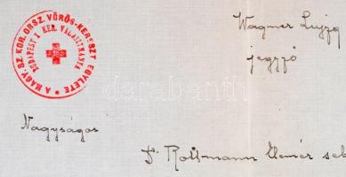 1915 Budapest X. Kerületi Városi Vörös Kereszt Választmány fejléces levél Dr. Rottmann Elemér orvosn...