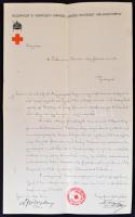 1914 Budapest X. Kerületi Városi Vörös Kereszt Választmány fejléces levél Dr. Rottmann Elemér orvosnak, bélyegzéssel, aláírásokkal