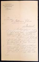 1899 Magyar Királyi Államvasutak fejléces levél Dr. Rottmann Elemér orvosnak, aláírással