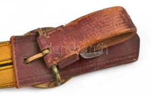 cca 1930-40, magyar huszár öv v. más felszerelés része, csattal, hiányos, h: 40 cm