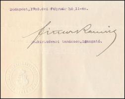 1908 Országos Magyar Királyi Iparművészeti Iskola Igazgatósága fejléces levél Dr. Rottmann Elemér or...