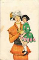 1917 Lady with daughter. Art Nouveau, B.K.W.I. 201-1. s: Mela Koehler (EK)
