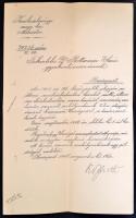 1908 Kereskedelemügyi Magy. Kir. Minister. fejléces levél Dr. Rottmann Elemér orvosnak, aláírással