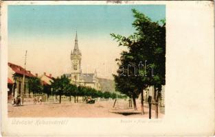 Kolozsvár, Cluj; Nagy utca, templom / street, church