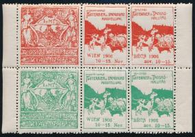 1906 Foxterrier kiállítás Bécs, 6 db levélzáró bélyeg tömbben