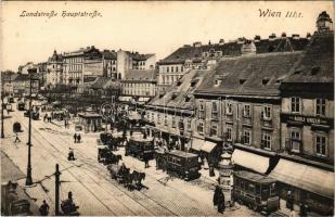 Wien, Vienna, Bécs III. Landstrasse Hauptstrasse / street, omnibuses, shop of Adolf Unger, Remington advertisement