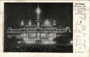 1900 Wien, Vienna, Bécs; Rathhaus Illumination zum 70. Geburtstag Sr. Majestät des Kaisers Franz Josef I, / town hall in floodlight for the 70th birthday anniversary of Franz Joseph