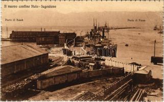 Fiume, Rijeka; Il nuovo confine Italo-Jugoslavo, Porto di Susak i Fiume / The new Italian-Yugoslav border, port, steamship