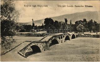 1917 Elbasan, Kujtim nga Shqypenia, Ura mii Lumin Zaranika Elbasan / Zaranika river bridge + M. kir. Pécsi 19. népf. gy. ezr. V. hadtápzászlóalj Gazdasági Hivatal