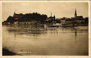 1930 Ottensheim, general view, Danube, HEBE sidewheeler passenger steamship (fl)