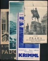 cca 1930 8 db külföldi utazási reklám nyomtatvány, városbemutató kiadvány (Milano, Padova, Praha stb...