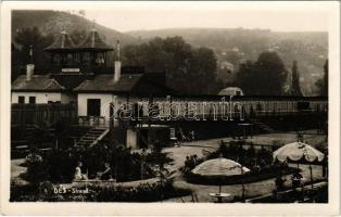 1940 Dés, Dej; strand / beach, swimming pool. photo + "1940 Dés visszatért" So. Stpl.