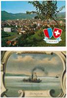 52 db MODERN képeslap: magyar és külföldi (Svájc) városok / 52 modern town-view postcards from Hunga...