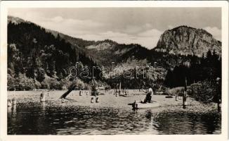 Gyergyószentmiklós, Gheorgheni; Gyilkos-tó, horgász. Márk István kaidása /  Lacul Rosu (Ghilcos) / lake, fishing