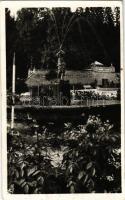 1943 Borszék, Borsec; Park, Fő és Erzsébet-forrás. Heiter György udvari fényképész felvétele és kiadása / park, spring sources (gyűrődés / crease)